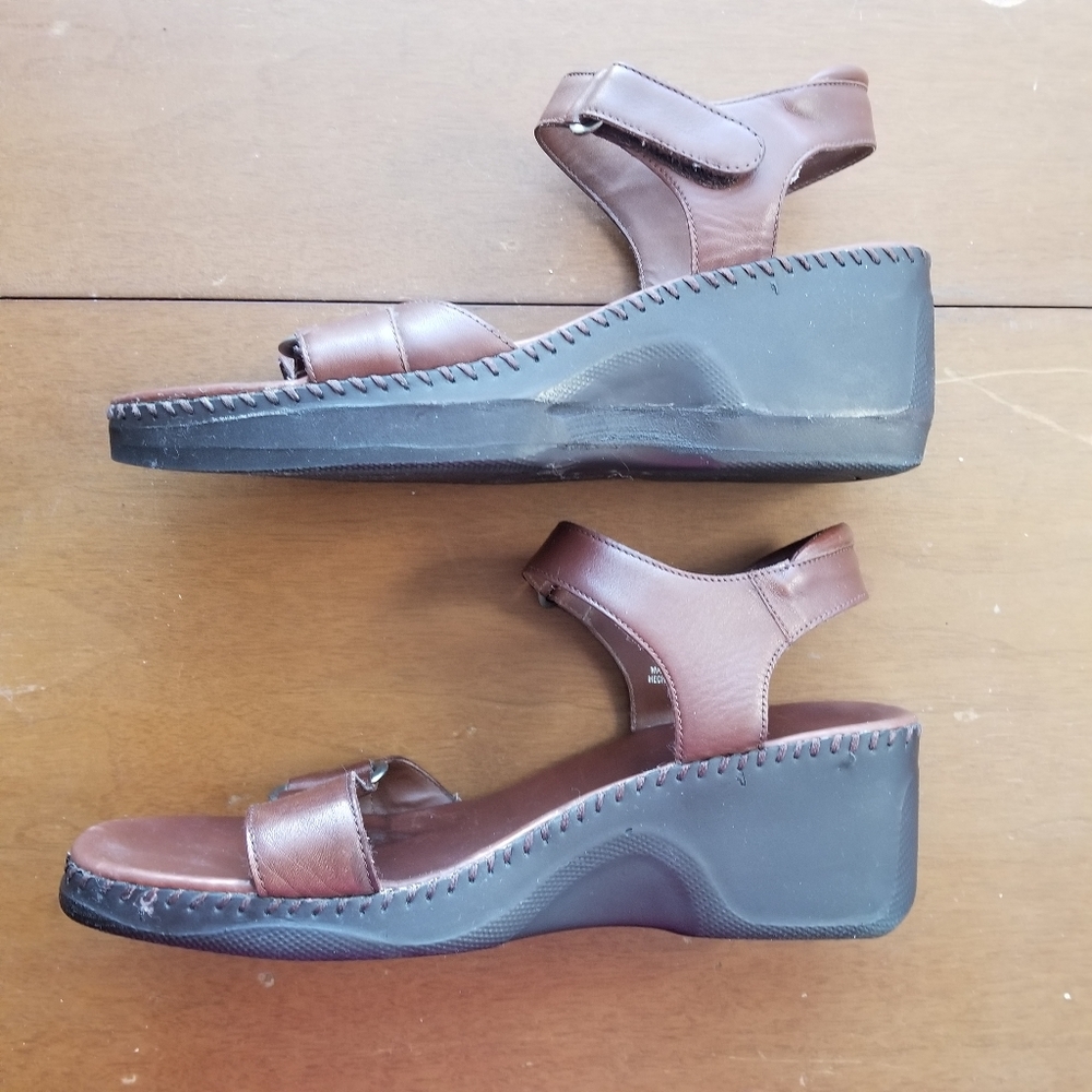 Naturalizer Shoes Leather Wedge Sandal Brown Sz 9 - Picture 4 of 9